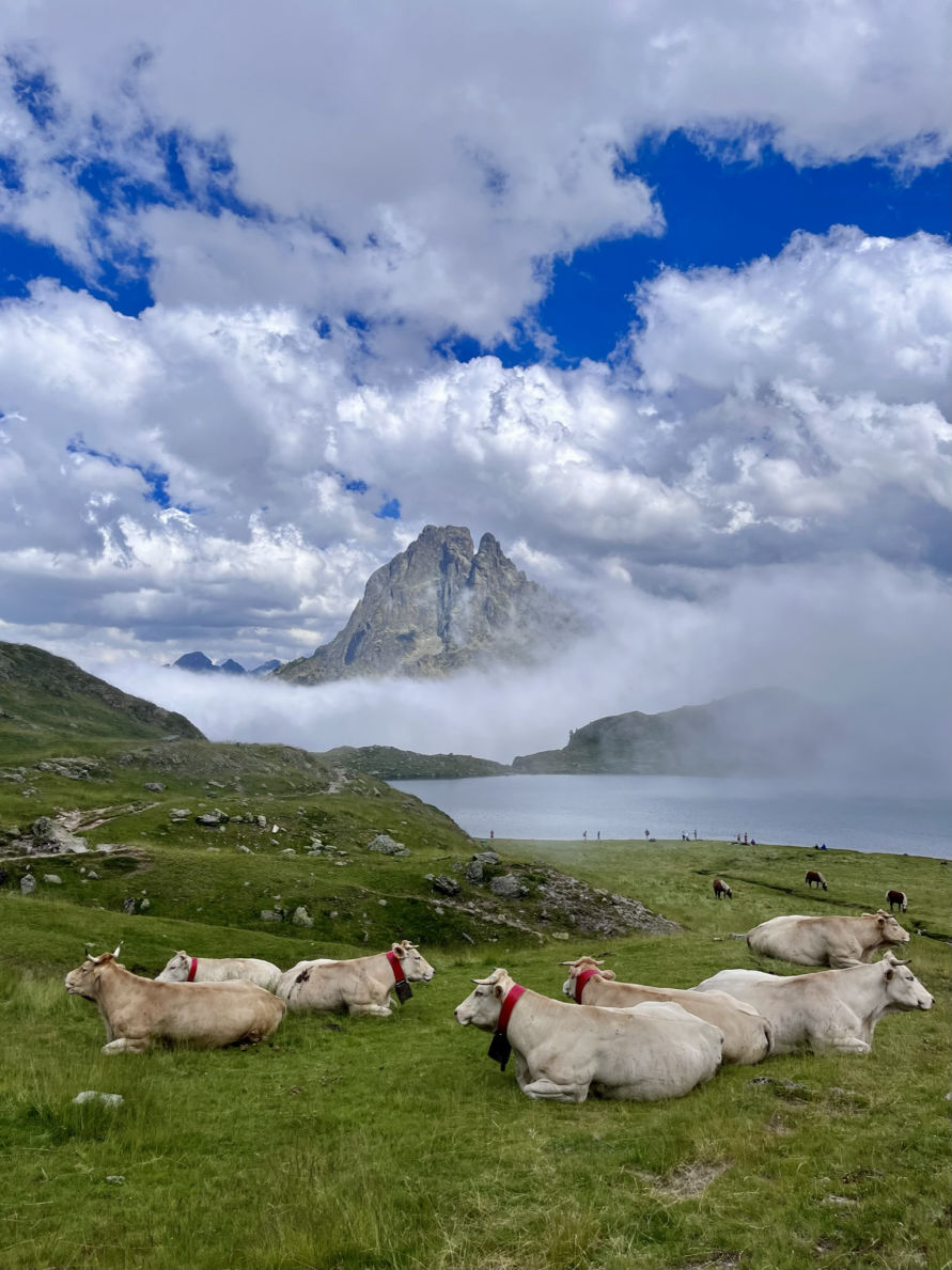 La vue sur le pic du midi d’Ossau depuis le lac Gentau