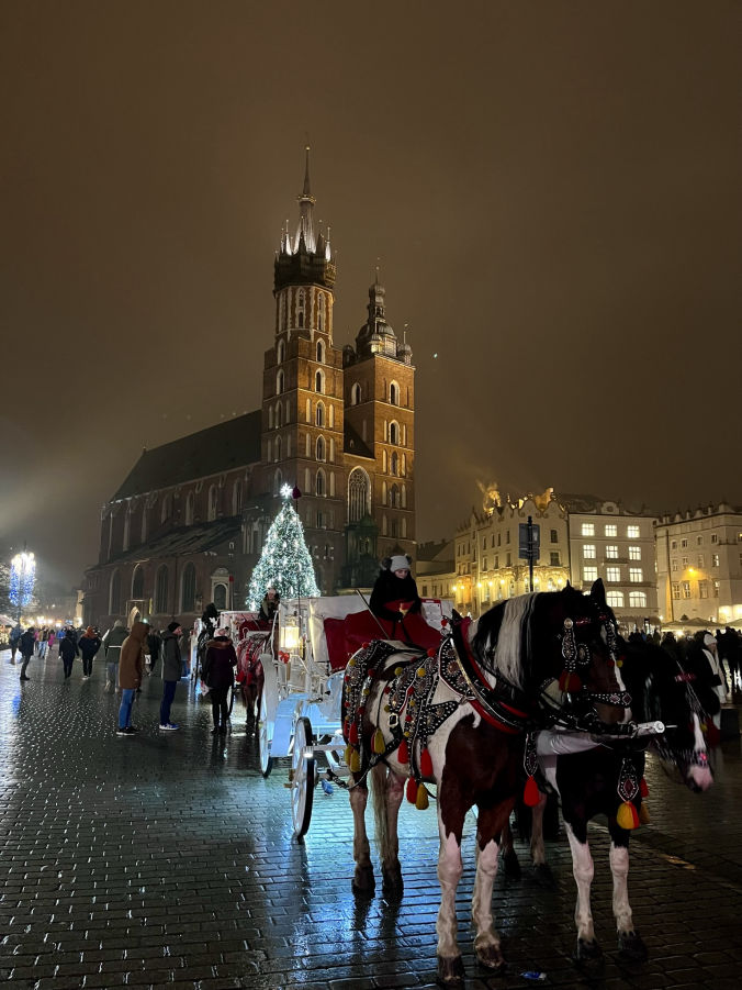 La place Rynek Glowny pendant noël